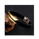 Черный каучуковый браслет с серебристой или золотистой плашкой