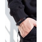 Стильный минималистичный браслет в виде черных гладких тросиков из экокожи