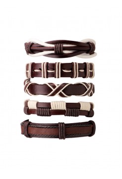 Сет из 5 браслетов "Brown&White"