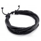 Черный браслет из кожи с веревками