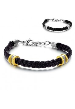 Браслет кожаный "Gold Boss"