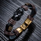 Стильный браслет узелок для мужчин из кожи с интересным замком