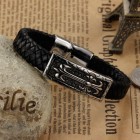 Стильный кожаный браслет с стальным крестом