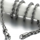 Стильная цепочка для мужчин из ювелирной стали, имитирующая толстую веревку. Длина 50 см, диаметр 4 мм