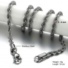 Стильная цепочка для мужчин из ювелирной стали, имитирующая толстую веревку. Длина 50 см, диаметр 4 мм