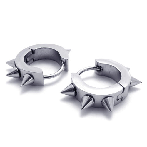 Серьги-кольца стальные с выступающими шипами