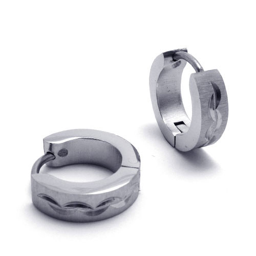Серьги-кольца для мужчин 2 шт из стали, на внешней стороне срез-имитация листьев