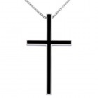Полированный крест из стали с вставкой из черной или белой эмали