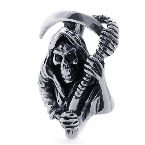 Скелет в плаще с косой в руках - кулон на шею с цепочкой