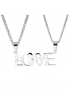 Два кулона "LO" и "VE" с двумя цепочками