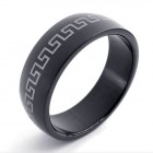 Кольцо из стали с PVD-покрытием черного цвета с греческой змейкой