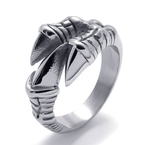 Мужское тонкое кольцо с когтями орла из стали