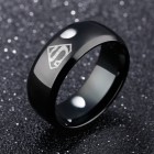 Стальное кольцо с PVD-покрытием черного цвета Супермен