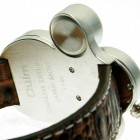 Стильные большие мужские наручные кварцевые часы в коричневом исполнении